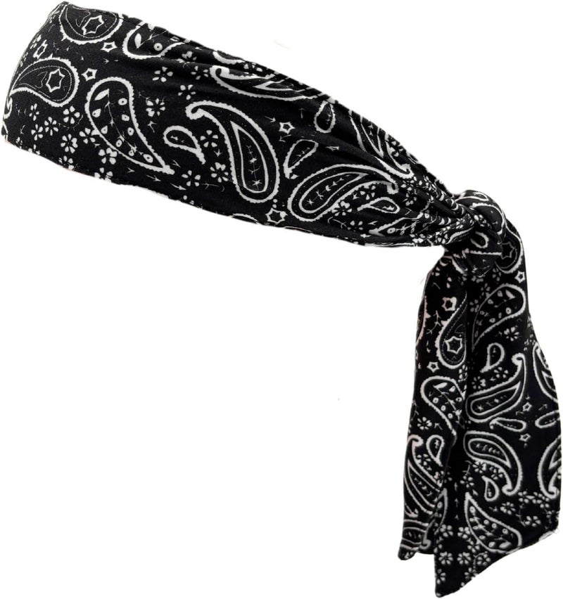 MD Style Tie Bandana Headband for Men and Women Hair Accessorries Paisley and Solid Color Sweat Band for Sports Workout Hairband - Image 1